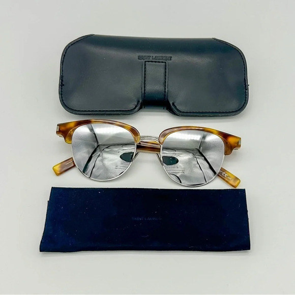 Authentic YVES SAINT LAURENT Tortoise Wayfarer Slim Sunglasses SL 160 new unused - Picture 2 of 11